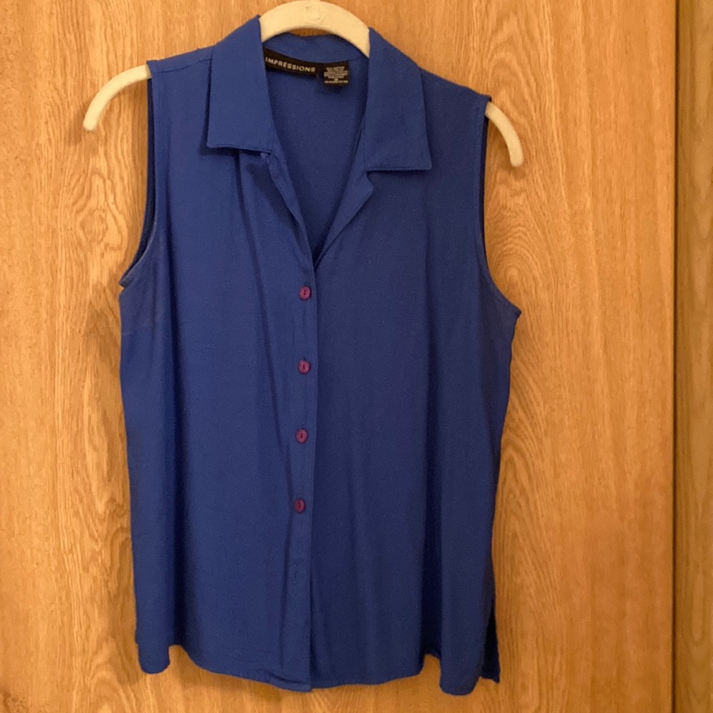 Womens royal blue short sleeve blouse-medium